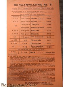 Bonaanwijzing no 8  Distributie-centrale XIV (Amersfoort) 2 t/m 4 juni 1945
