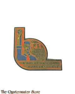 Belgium -  "I.J.S., Liège, 4-5-6 août 1934, A bas le fascisme, à bas la guerre" (Jungsozialist mit erhobener Faust)