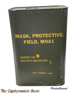 Boxed US Army gasmaskerbag with M9A1 Field Protective Gas Mask 
