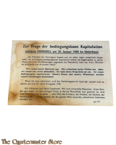 Flugblatt / Flyer G.35 Zur Frage der bedingungslosen Kapitulation erklarte CHURCHILL am 18. Januar 1945 im Unterhaus