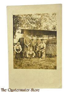 Photo 1916  German soldiers posing in front of a shed