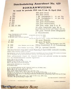 Bonaanwijzing Distributie Amersfoort no 429 4e week 4e periode 1945  8 t/m 14 april 1945
