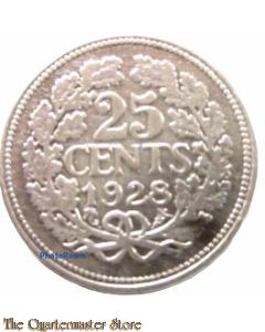 Broche zilver 25 cents 1928  konings gezinden 1940-45