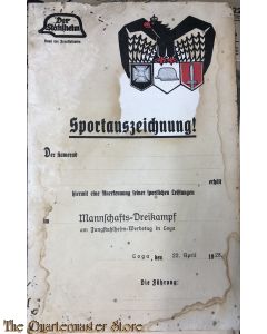 Urkunde sportauszeichnung "der Stahlhelm" 1928 (Award document der Stahlhelm for sports)