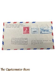Envelope Pan American World Airways , First clipper air mail flight Brussels to New York 18 june 1946