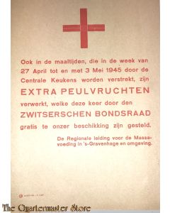 Flyer/poster extra peulvruchten in de maaltijden 27 april -3 mei 1945 Den Haag
