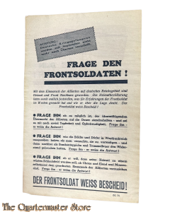 Flugblatt / Leaflet  ZG.75 Frage den Frontsoldaten