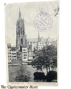 (Feld) Postkarte 1914 Frankfurt a. M. ,  Blick v.d. alten Brucke auf den Kaiser-Dom