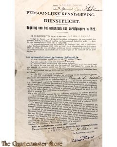 Persoonlijke kennisgeving Dienstplicht Laren (Gld) 1923