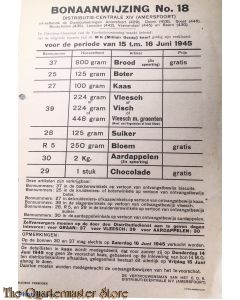 Bonaanwijzing no. 22 Distributie centrale XIV  Amersfoort  periode 24 t/m 30 juni 1945