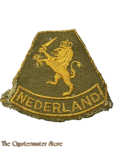 Mouwleeuw NEDERLAND in geel geborduurd op kaki