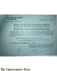 2x Bewijs van Inschrijving 1941 electrotechnisch en metaal verwerkend Amersfoort