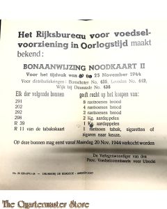 Bonaanwijzing Noodkaart II Distributiekring Amersfoort) 429 19 t/m 25 nov 1944
