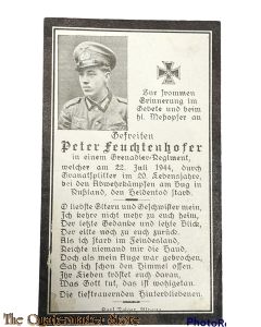 In Memoriam Karte/Death notice Gefreiter Gren. Regt 1944
