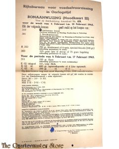 Bonaanwijzing Noodkaart III Distributiekring Amersfoort) 429 4 t/m 10 febr 1945