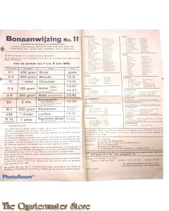 Bonaanwijzing no 11 Distributie-centrale XIV (Amersfoort) voor de periode  7 t/m 8 juni 1945