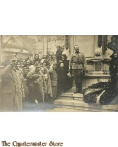 (Feld) Postkarte WK 1 Ungarn Soldaten bei Gedenkmal