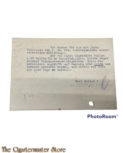 Postkarte 1944 Rettberg Hamburg (transport probleme Luftangriffe auf Bremen)
