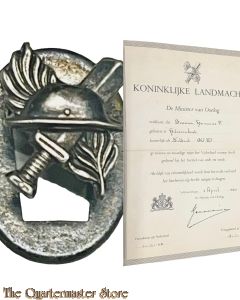 Oorkonde met Demobilisatie revers insigne KL Ned Indie 