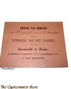 Uitnodiging bijwonen uitreiken Erevaandel Assen 1895