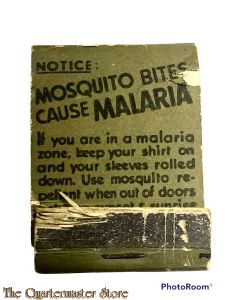 Booklet, matches ,WW2 ; Notice ; Mosquito bites cause Malaria 