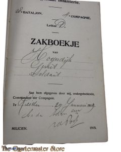 Oorlogszakboekje Landweer Infanterie Depot 28 Batt  4e Comp