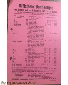 Officiele bonnenlijst 3e week 7e periode 1945 24 tm 30  juni Amersfoort District XIV