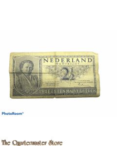 Munt biljet tweeenhalve gulden 1949 Cat. Nr. 16-1b - 1 cijfer met 2 letters en 6 cijfers, met daarop de handtekening van Lieftinck.)
