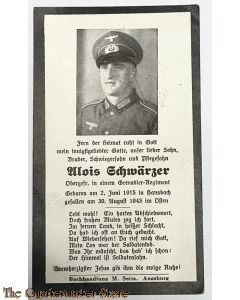 In Memoriam Karte/Death notice obergefreiter grenadier regiment Osten