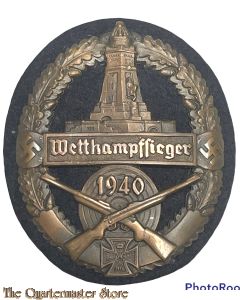 Kyffhäuserbund Wettkampfsieger Abzeichen 1940" Leichtmetall bronziert auf dunkelblauem Filz