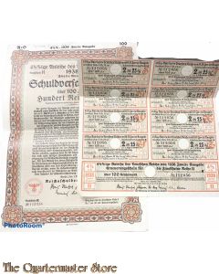 Schuldverschreibung , Anleihe des deutschen Reiches 1938 
