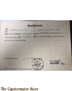 Bestatigung polizeilich gemeldet 1939-1948