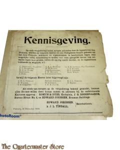 Kennisgeving Pretoria 1895 bewapening tegen inval 