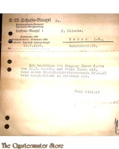 Postkarte 13.7.1938 Bestatigung Hauptzollamt Dortmund