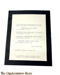 Rouwbrief Vechten bij Bunnik 16 Januari 1945