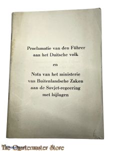 Brochure NSB  ;   Proclamatie van den Fuhrer aan het Duitsche volk en  Nota van het Ministerie van BZ aan de Sovjet-regeering