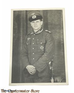 Impressive photo well decorated Wehrmacht NCO with sword