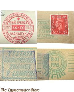 WW2 4 postal ink stamps Free Czech Forces in England 