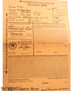 Steuerkarte Breslau 1935 (Tax form 1935)