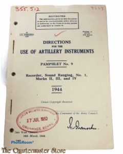 Pamphlet No 9 Use of  Artillery instruments, Recorder sound Ranging,  No 1 Mark II,III and IV