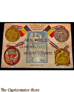 Postcard WW1 1915 depicting the four Journee medals.