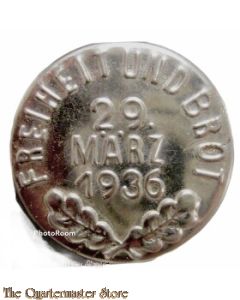 WHW Spende Abzeichen Freiheit und Brot 29 März 1936 (Tinnie WHW Freiheit und Brot 29 März 1936)