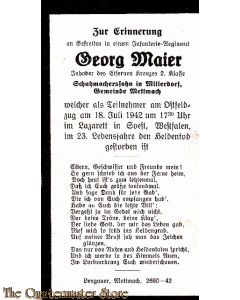 In Memoriam Karte/Death notice Georg Maier