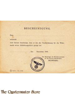 Bescheinigung Textielverfassung WH