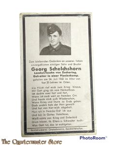 In Memoriam Karte/Death notice Gefreiter Pionier Komp 1943 Russland