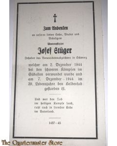 In Memoriam Karte/Death notice (Inf Reg) 1944 Sudosten