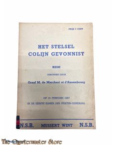 Brochure NSB ; Het stelsel Colijn gevonnist 1937