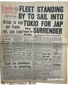 Newspaper Daily Mirror Mon Aug 13 1945