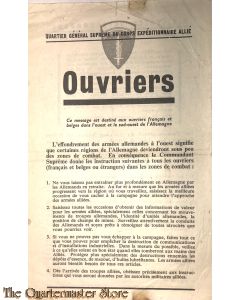 Flugblatt / Leaflet WG.7F, OUVRIERS Alliiertes Oberkommando