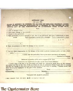 Claim in respect of damage to or loss of personal property  1942 